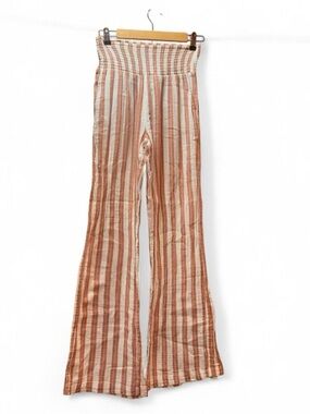 Billabong Orange & White Striped Smocked Fabric Detail
